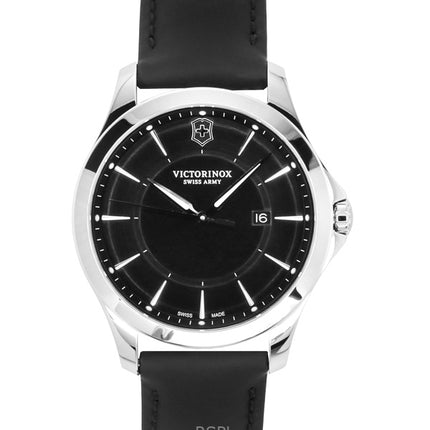 Orologio da uomo Victorinox Alliance con cinturino in pelle, quadrante nero, al quarzo 241904, 100 m, con set di coltelli