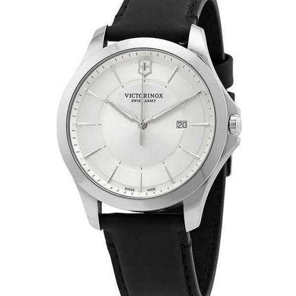 Orologio da uomo Victorinox Swiss Army Alliance cinturino in pelle quadrante argento al quarzo 241905 100M
