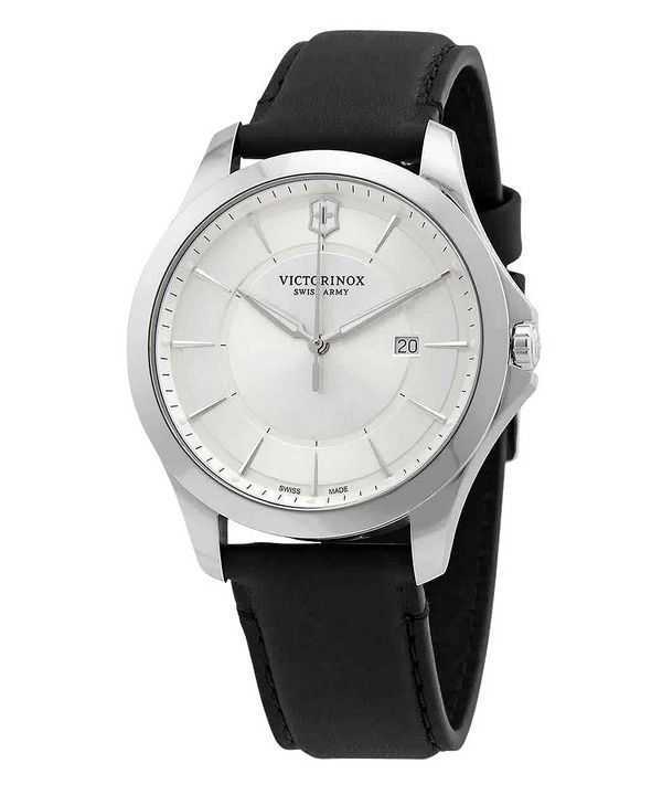 Orologio da uomo Victorinox Swiss Army Alliance cinturino in pelle quadrante argento al quarzo 241905 100M