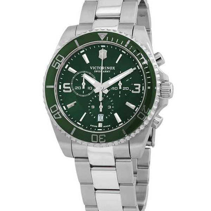 Orologio da uomo Victorinox Swiss Army Maverick Chronograph in acciaio inossidabile con quadrante verde al quarzo 241946 100M
