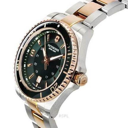 Orologio da uomo Victorinox Swiss Army Maverick Large Two Tone in acciaio inossidabile con quadrante verde al quarzo 242008 100M