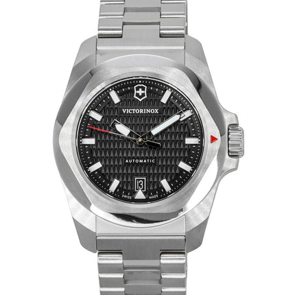 Orologio da uomo Victorinox INOX con quadrante nero e cinturino in acciaio inossidabile, automatico, subacqueo, 200 m, 242019