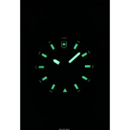 Orologio da uomo Victorinox INOX con cinturino in gomma e quadrante blu, automatico, subacqueo 200 m, 242022-1, con set regalo