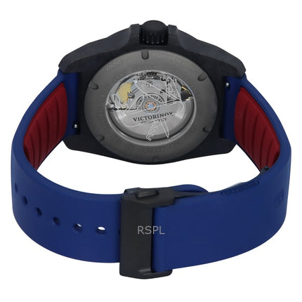 Orologio da uomo Victorinox INOX con cinturino in gomma e quadrante blu, automatico, subacqueo 200 m, 242022-1, con set regalo