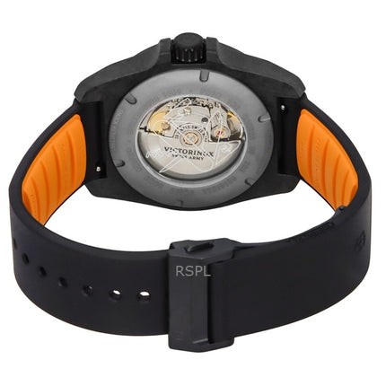 Orologio da uomo Victorinox INOX con cinturino in gomma e quadrante nero, automatico, subacqueo 200 m, 242023-1, con set regalo.