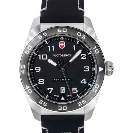 Orologio da uomo Victorinox Swiss Army con cinturino in pelle e quadrante nero, automatico 242044, 100 m