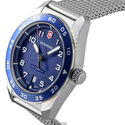Orologio da uomo Victorinox Swiss Army in acciaio inossidabile con quadrante blu automatico 242045 100M
