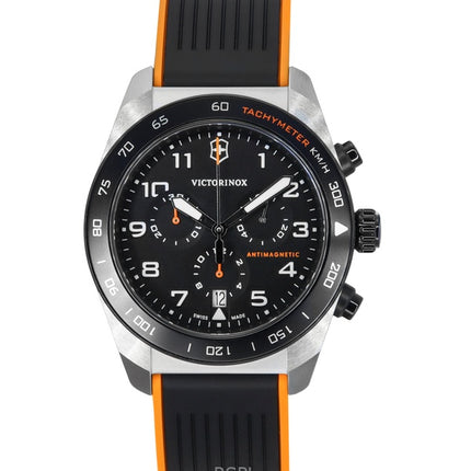 Orologio da uomo Victorinox Swiss Army Cronografo con cinturino in gomma e quadrante nero al quarzo 242050 100M