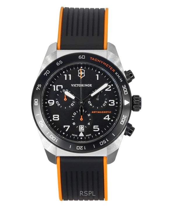 Orologio da uomo Victorinox Swiss Army Cronografo con cinturino in gomma e quadrante nero al quarzo 242050 100M