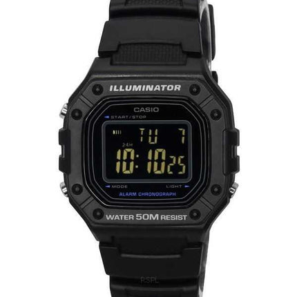 Orologio da uomo al quarzo con quadrante nero con cinturino in resina digitale standard Casio W-218H-1B