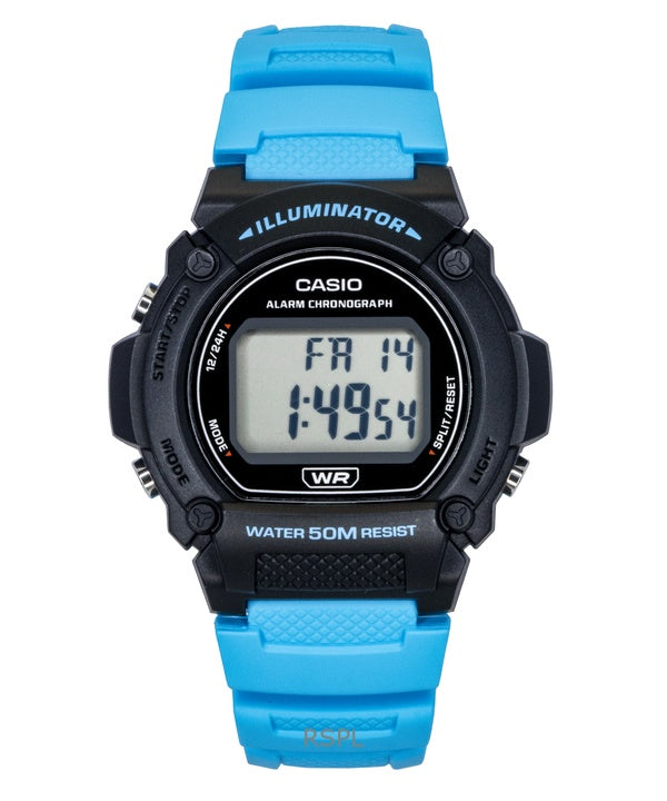 Orologio da uomo Casio Standard Digital con cinturino in resina blu al quarzo W-219H-2A2V