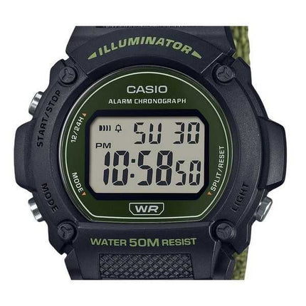 Orologio da uomo Casio Standard Green Digital Cloth Strap Quartz W-219HB-3AV