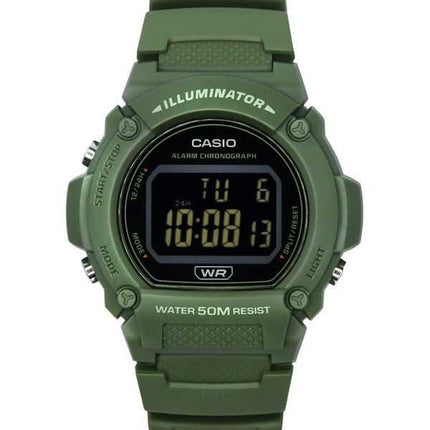 Orologio da uomo Casio Standard Illuminator digitale con cinturino in resina verde al quarzo W-219HC-3B