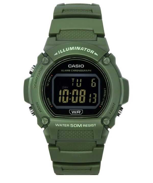 Orologio da uomo Casio Standard Illuminator digitale con cinturino in resina verde al quarzo W-219HC-3B