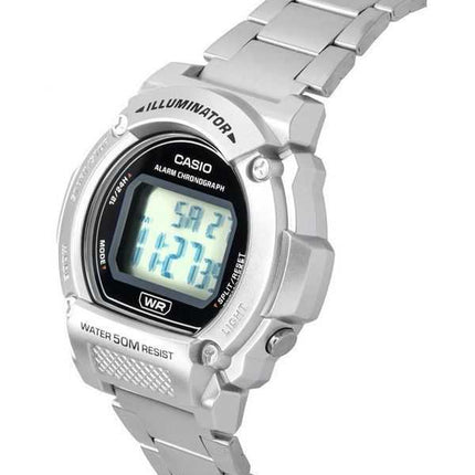 Orologio da uomo al quarzo con cinturino in acciaio inossidabile digitale standard Casio W-219HD-1A