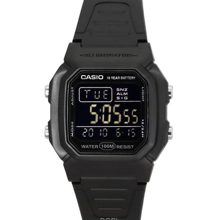 Orologio da uomo Casio Digital Black Dual Time con cinturino in resina al quarzo W-800H-1BV 100M
