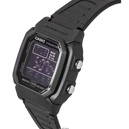 Orologio da uomo Casio Digital Black Dual Time con cinturino in resina al quarzo W-800H-1BV 100M