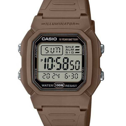 Orologio da uomo Casio Digital Brown Dual Time cinturino in resina al quarzo W-800H-5AV 100M