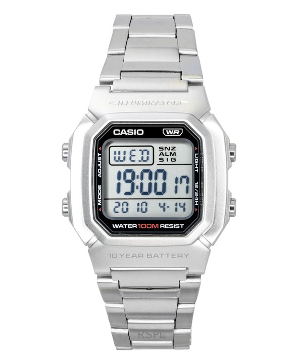 Orologio da uomo Casio Digital con cinturino in acciaio inossidabile al quarzo W-800HD-1AV 100M