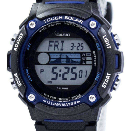 Casio Tough Solar Illuminator Tide Graph Moon Phase Digital Orologio da uomo W-S210H-1AV