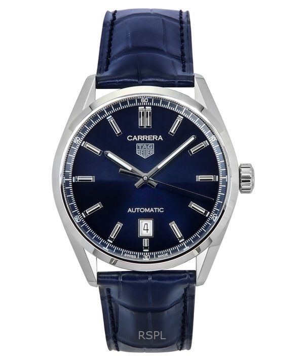 Tag Heuer Carrera Date cinturino in pelle quadrante blu automatico WBN2112.FC6504 100M orologio da uomo