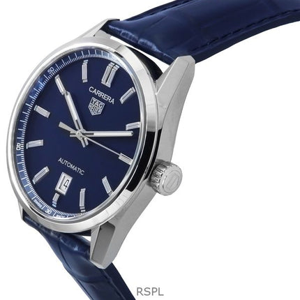 Tag Heuer Carrera Date cinturino in pelle quadrante blu automatico WBN2112.FC6504 100M orologio da uomo
