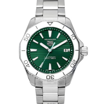 Tag Heuer Aquaracer Solargraph in acciaio inossidabile con quadrante verde al quarzo, orologio subacqueo da uomo WBP1115.BA0000 200M