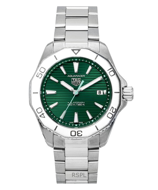 Tag Heuer Aquaracer Solargraph in acciaio inossidabile con quadrante verde al quarzo, orologio subacqueo da uomo WBP1115.BA0000 200M