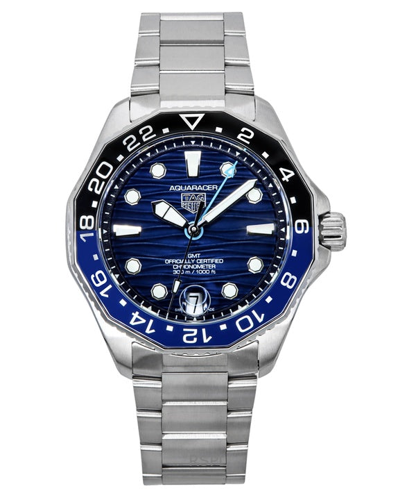 Orologio da uomo TAG Heuer Aquaracer Professional GMT in acciaio inossidabile con quadrante blu, automatico, subacqueo, WBP5114.BA0013, 300 m