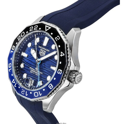 Orologio da uomo TAG Heuer Aquaracer Professional GMT con cinturino in gomma e quadrante blu, automatico, subacqueo, WBP5114.FT6259, 300M