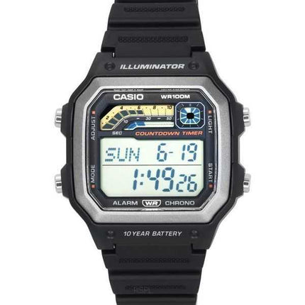 Orologio da uomo Casio Standard Digital Black Resin Strap Quartz WS-1600H-1A 100M