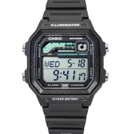 Orologio Casio Standard Digitale Cinturino in Resina Grigio Quarzo WS-1600H-8AV 100M Uomo