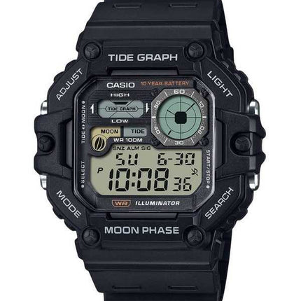 Orologio da uomo Casio standard con grafico digitale fasi lunari, cinturino in resina al quarzo WS-1700H-1AV 100M