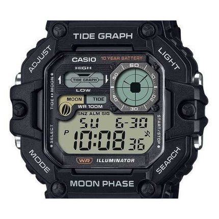 Orologio da uomo Casio standard con grafico digitale fasi lunari, cinturino in resina al quarzo WS-1700H-1AV 100M