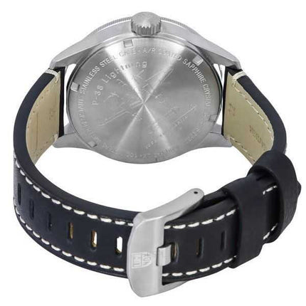 Orologio da uomo Luminox Air Pilot P-38 Lightning GMT cinturino in pelle nera quadrante bianco quarzo svizzero XA.9527 100M