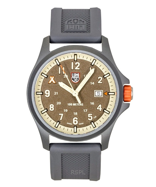 Orologio da uomo Luminox Bear Grylls Survival Land con cinturino in gomma e quadrante marrone al quarzo XB.3716 100M