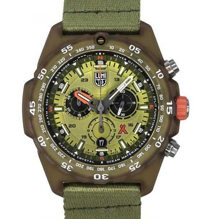 Orologio Luminox Bear Grylls Survival ECO Master Chronograph quadrante verde al quarzo subacqueo XB.3757.ECO 200M da uomo