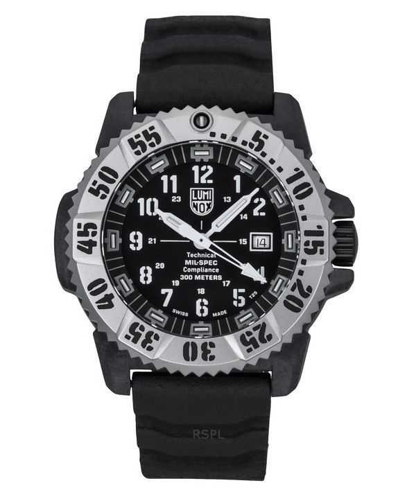 Luminox MIL-SPEC Cinturino in gomma e nylon Quadrante nero Quarzo Diver&#39;s XL.3351.1.SET Orologio da uomo 300M con cinturino