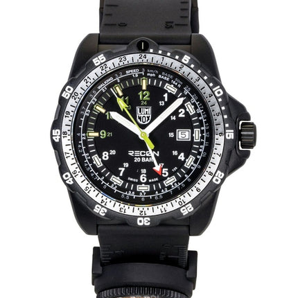 Orologio da uomo Luminox Recon Nav Spec GMT con cinturino in gomma e quadrante nero, al quarzo, subacqueo XL.8837.SET 200M