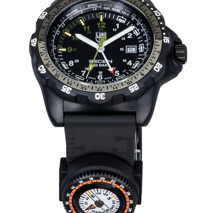 Orologio da uomo Luminox Recon Nav Spec GMT con cinturino in gomma e quadrante nero, al quarzo, subacqueo XL.8837.SET 200M