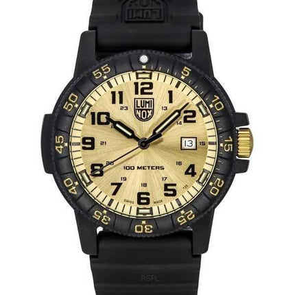 Orologio da uomo Luminox Sea Turtle gigante con cinturino in plastica quadrante dorato al quarzo svizzero XS.0325.GP 100M