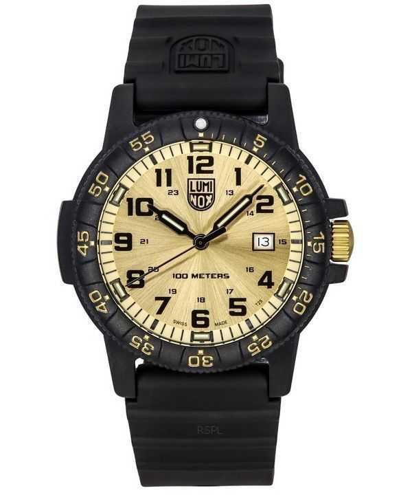 Orologio da uomo Luminox Sea Turtle gigante con cinturino in plastica quadrante dorato al quarzo svizzero XS.0325.GP 100M