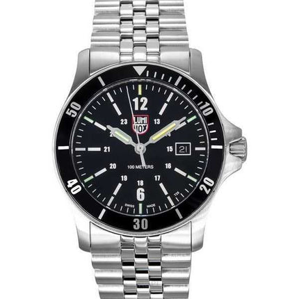 Orologio da uomo Luminox Sport Timer in acciaio inossidabile con quadrante nero al quarzo XS.0911 100M