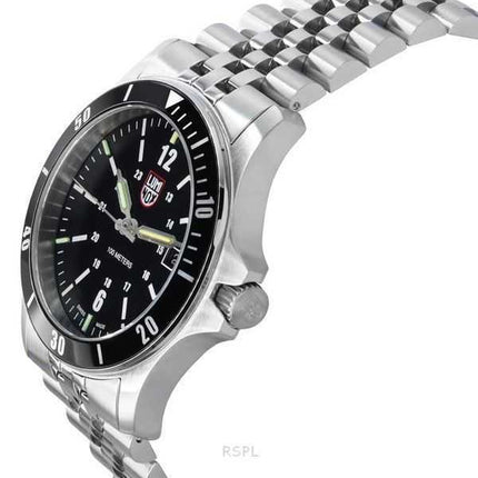 Orologio da uomo Luminox Sport Timer in acciaio inossidabile con quadrante nero al quarzo XS.0911 100M