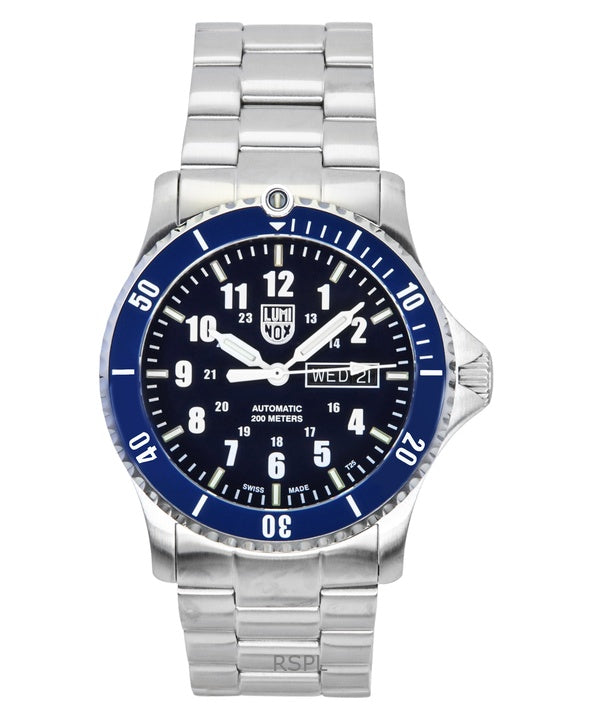 Orologio da uomo Luminox Sport Timer in acciaio inossidabile con quadrante blu, automatico, subacqueo XS.0924 200M