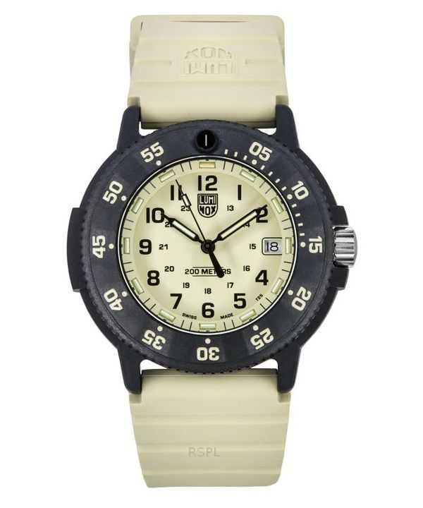 Luminox Original Navy Seal EVO cinturino in gomma quadrante beige orologio da uomo al quarzo subacqueo XS.3010.EVO.S 200M