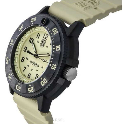 Luminox Original Navy Seal EVO cinturino in gomma quadrante beige orologio da uomo al quarzo subacqueo XS.3010.EVO.S 200M