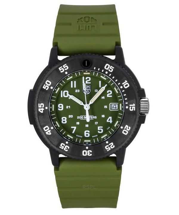 Luminox Original Navy Seal Cinturino in gomma Quadrante verde Quarzo Diver&#39;s XS.3013.EVO.S 200M Orologio da uomo