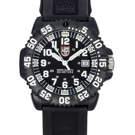 Orologio da uomo Luminox originale NAVY Seal cinturino in caucciù quadrante nero svizzero al quarzo Diver XS.3051.F 200M