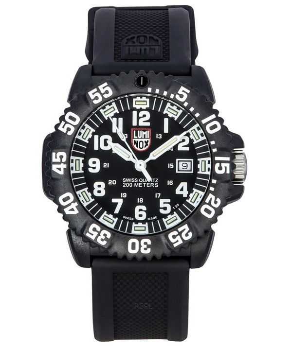 Orologio da uomo Luminox originale NAVY Seal cinturino in caucciù quadrante nero svizzero al quarzo Diver XS.3051.F 200M